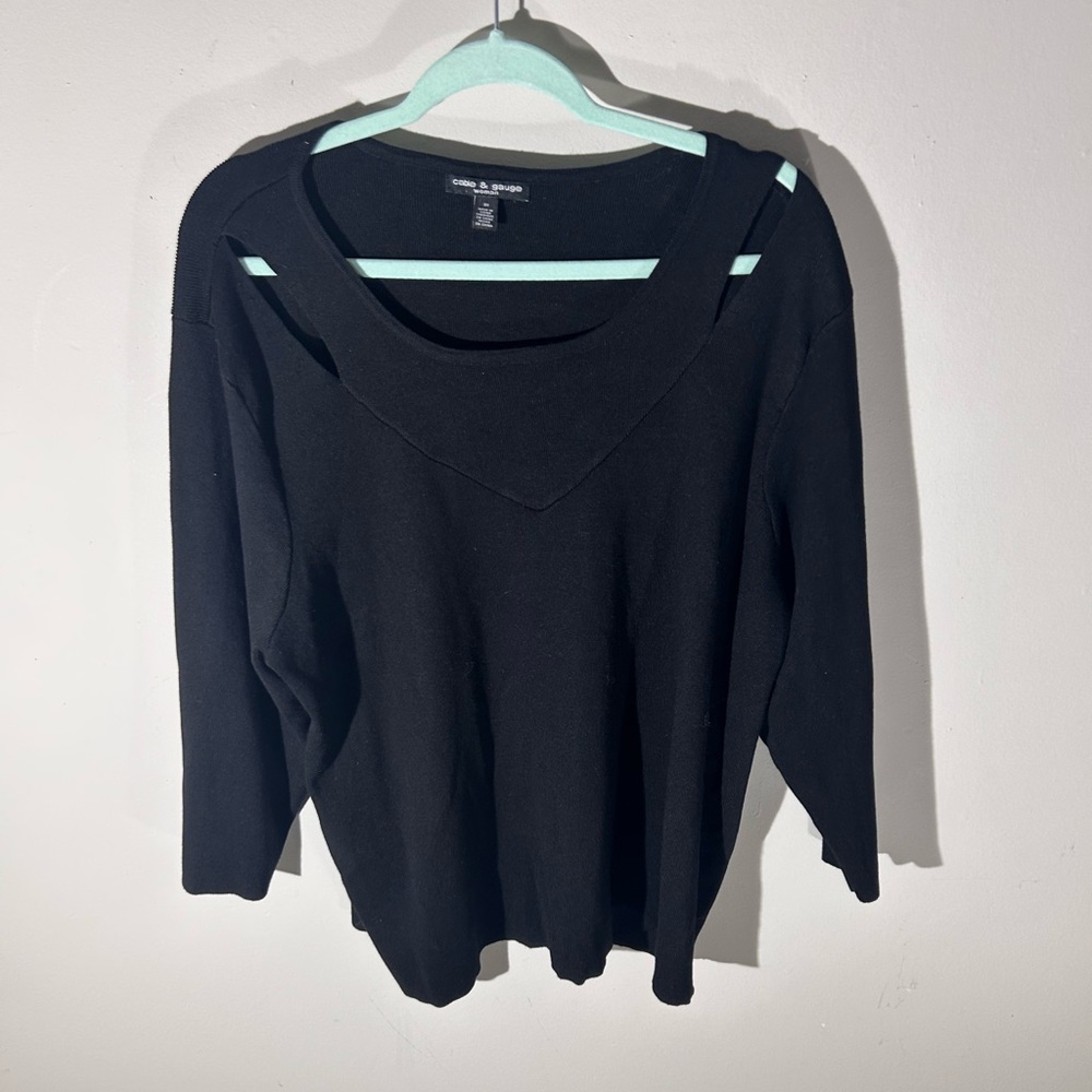 Cable & Gouge 3x Black Women's Top Boho Feminine sweater